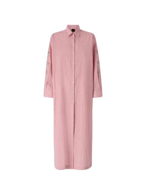 PINKO long striped chemisier dress with floral-embroidery Pink 108168A3S9