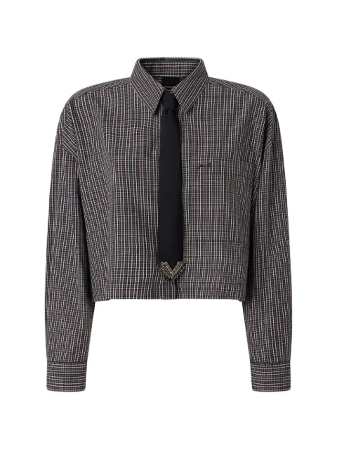 PINKO check-pattern cropped shirt Grey 107453A3FQ