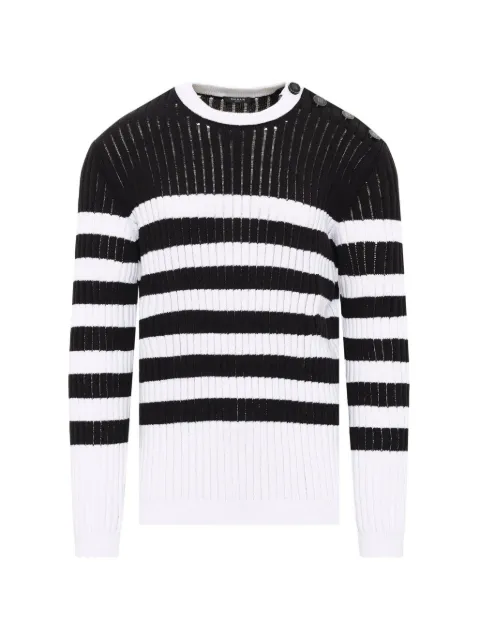 Balmain Marinière ribbed-knit sweater Black GH1KD014KJ54EAB