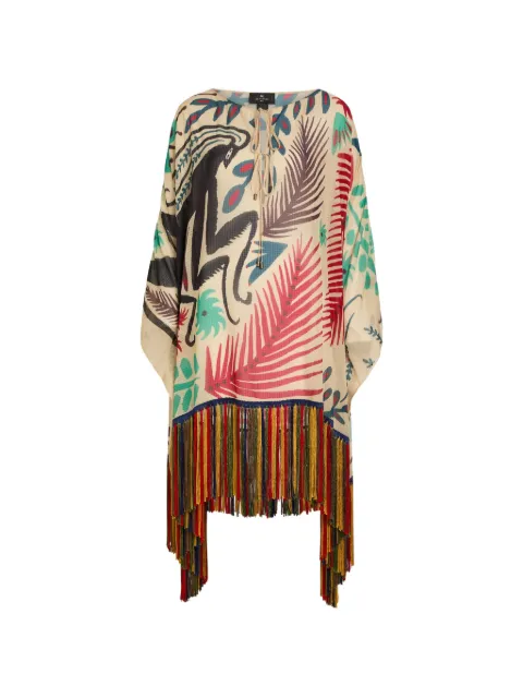 ETRO x Tabby Booth fringed graphic-print mini dress Neutrals WRPA0047AK18A