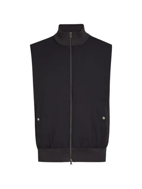 Herno ribbed-trim zip-up gilet Blue JC00025UR