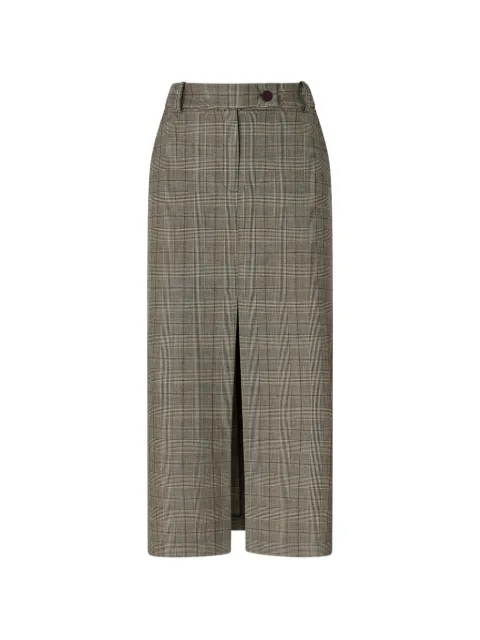 PINKO Prince of Wales check front-slit midi skirt Neutrals 107448A3FF