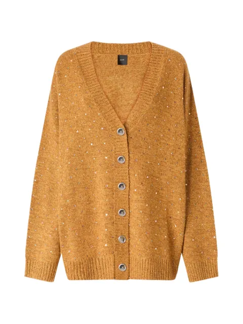 PINKO crystal-embellished V-neck cardigan Yellow 105739A3GD