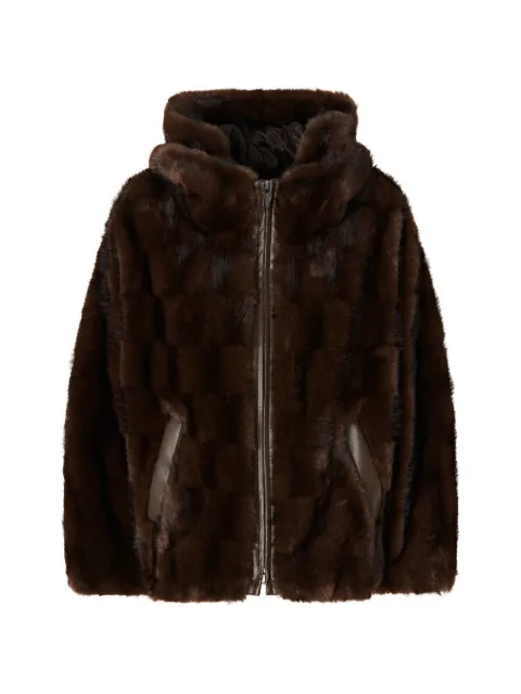 PINKO faux-fur hooded coat Brown 107054A3C5