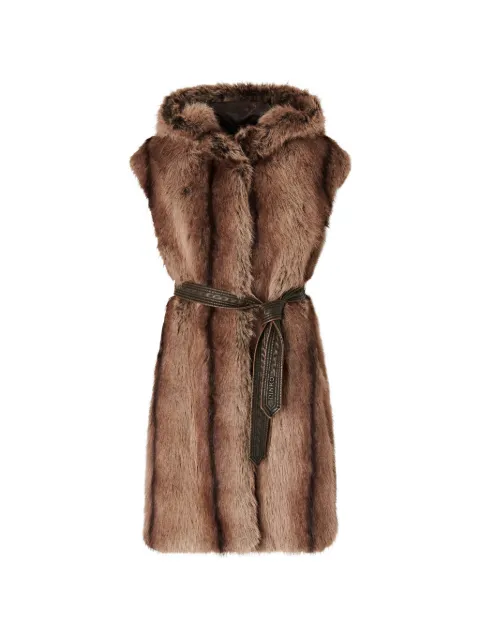 PINKO faux-fur hooded coat Brown 107042A3C6
