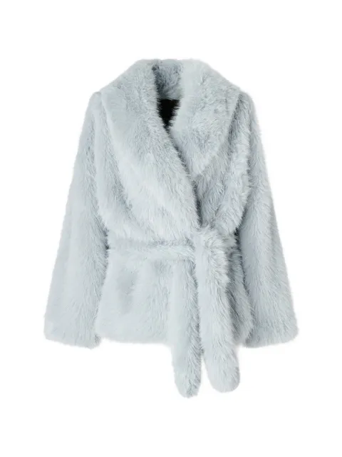 PINKO faux fur blouson jacket with belt Blue 107181A3FU