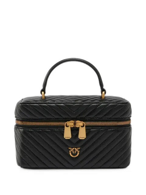 PINKO small beauty case with shoulder strap chevron nappa Black 106382A3RW