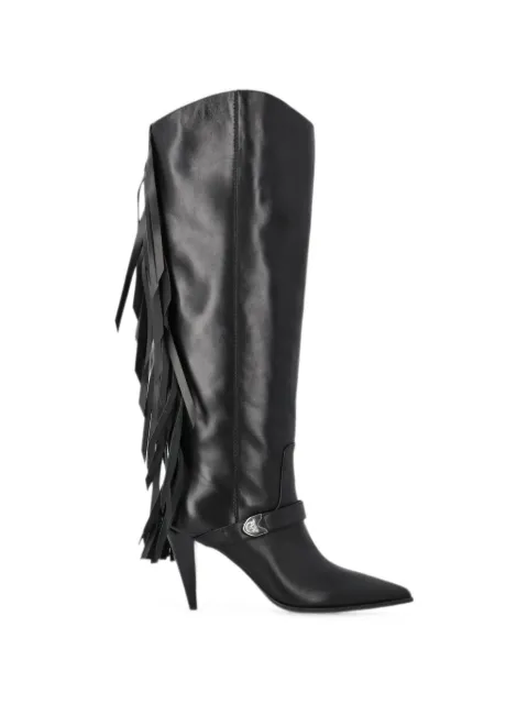 PINKO fringe-detail leather boots Black SD0589P003