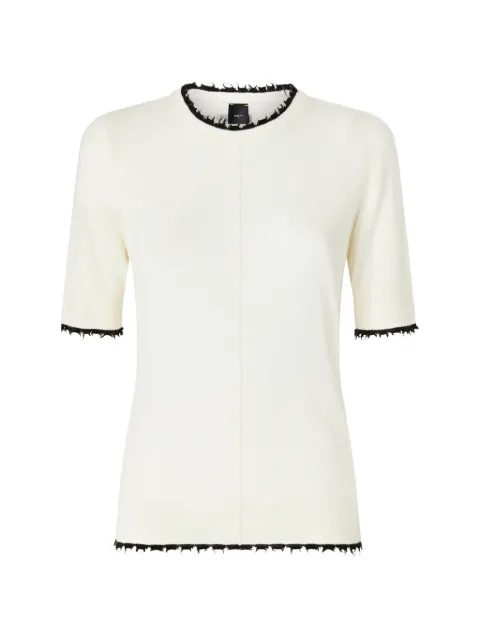 PINKO contrast-trim frayed top Neutrals 107329A3IQ