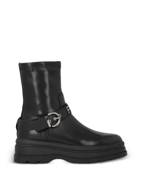 PINKO logo-strap buckle-fastening boots Black SD0605E007