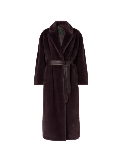 PINKO long faux-fur coat with belt Brown 107168A3FK