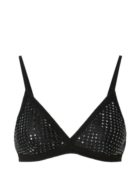 PINKO mesh-effect bra with rhinestones Black 107522A3IH