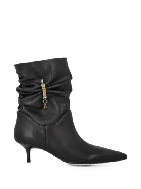 PINKO ruched logo-charm ankle boots Black SD0629P003