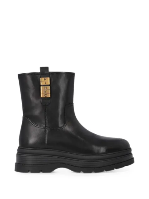 PINKO logo-plaque leather ankle boots Black SD0607P001