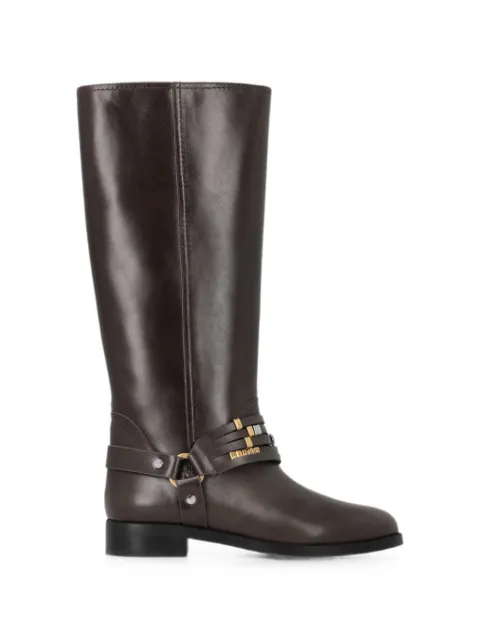 PINKO logo-plaque buckled boots Brown SD0583P001