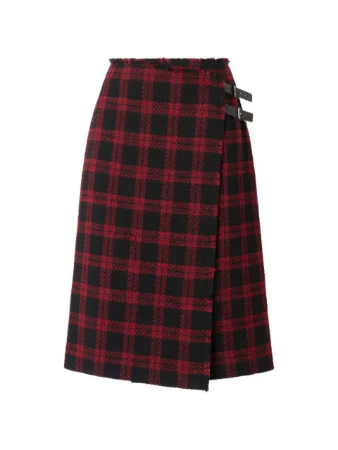 PINKO tartan-check buckled midi skirt Red 107420A3GN