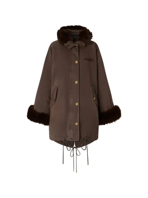 PINKO faux-fur-trim hooded coat Brown 107231A3GV
