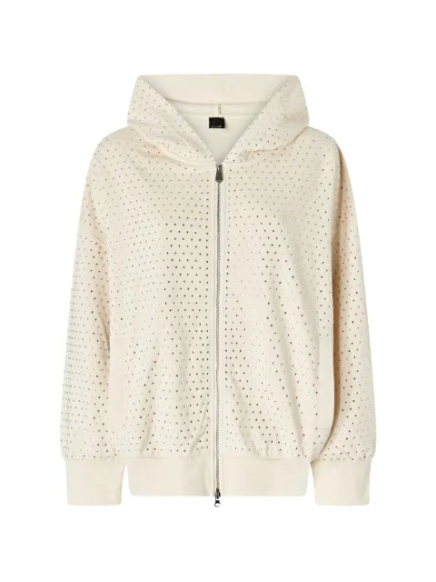 PINKO rhinestone-embellished zip-up hoodie Neutrals 107195A3GU