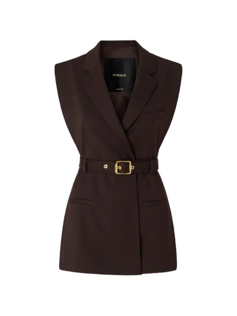 PINKO belted sleeveless jacket Brown 107727A3MS