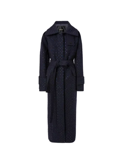 PINKO rhinestone-embellished belted coat Blue 107794A30W