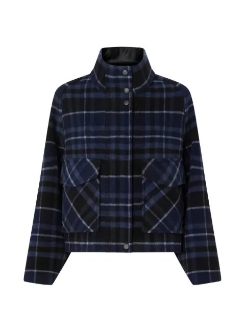 PINKO check-pattern cropped coat Blue 107572A3FW