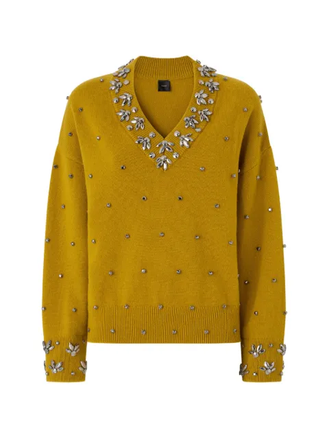 PINKO crystal-embellished V-neck sweater Yellow 107878A3P5