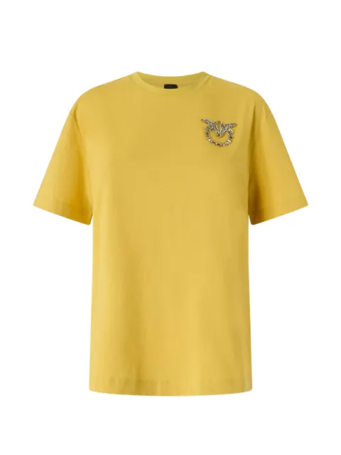 PINKO Love Birds crystal-embellished T-shirt Yellow 105526A3JP