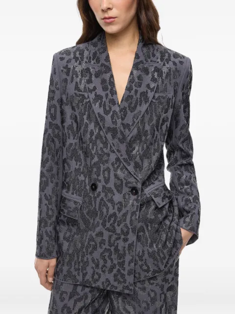 PINKO double-breasted jacket with rhinestones and jaguar motif Grey 107519A3GO