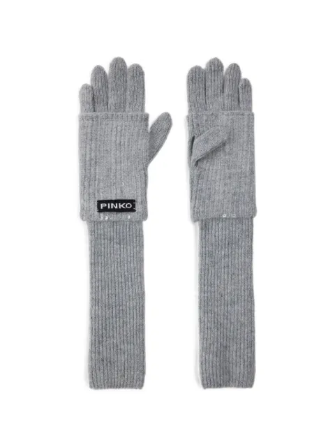 PINKO sequin-embellished ribbed-knit gloves Grey 107254A3EJ