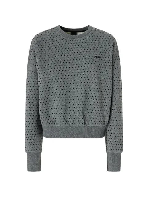 PINKO crystal-embellished logo-print sweater Grey 107192A3GT