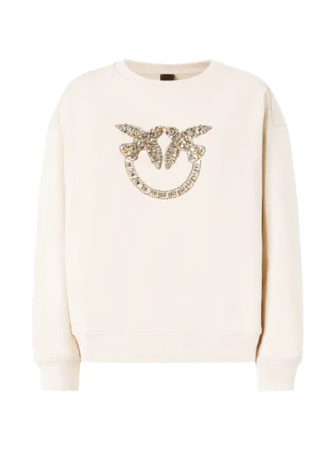 PINKO Love Birds crystal-embellished sweatshirt Neutrals 100534A3JQ
