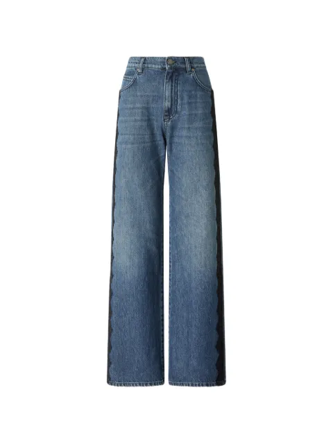PINKO lace-trim wide-leg jeans Blue 101733A3G8
