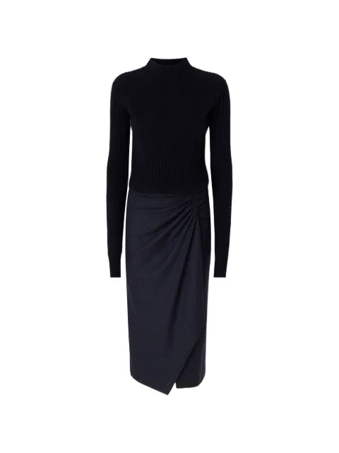 PINKO ribbed-knit pinstripe-pattern dress Blue 107795A3MC