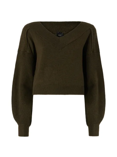 PINKO V-neck cropped sweater Green 107874A3P4