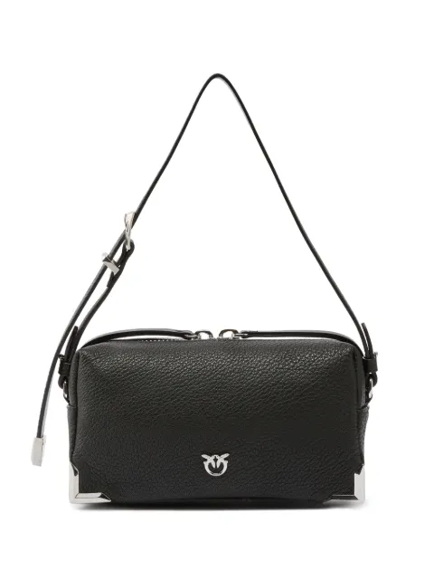 PINKO logo-plaque pebbled-leather shoulder bag Black 106967A3CX
