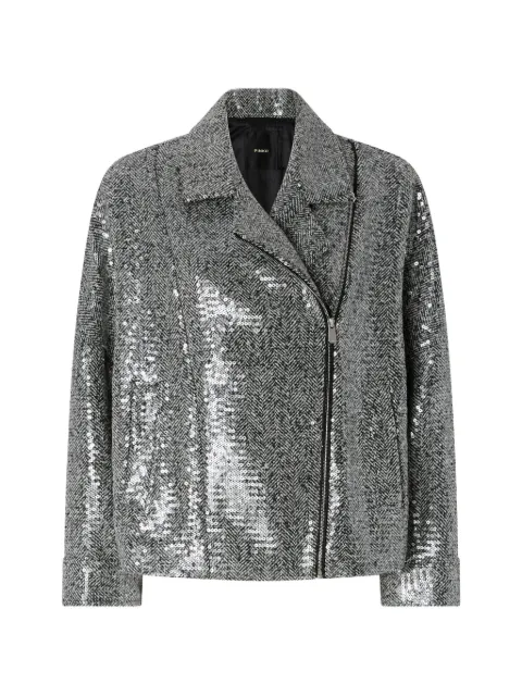 PINKO sequinned pea coat Silver 107145A3FE