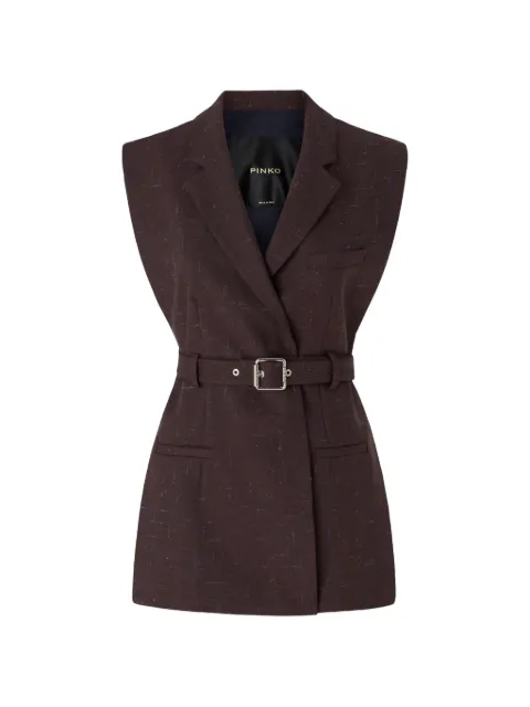 PINKO belted sleeveless jacket Brown 107727A3ME