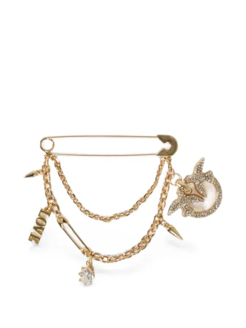 PINKO Love Birds chain-link brooch Gold 107373A3JC