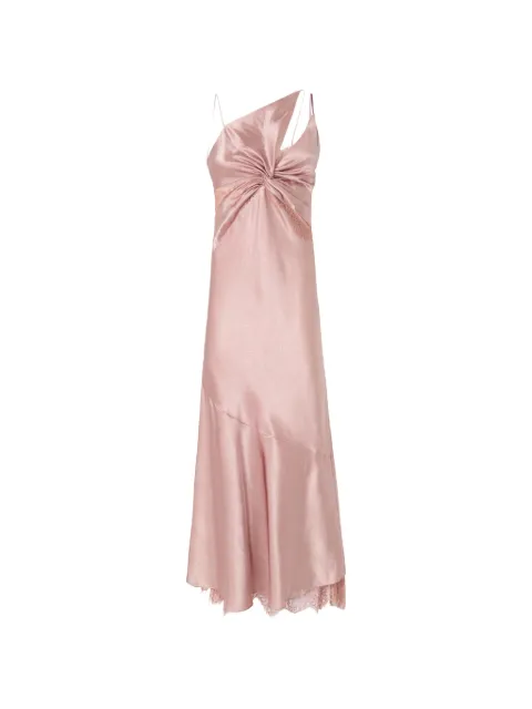 PINKO lace-trim twisted-detail midi dress Pink 107543A3GA