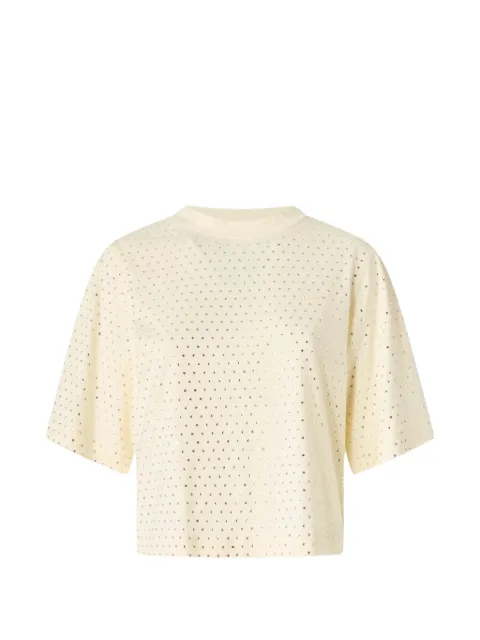 PINKO T-shirt with rhinestones and logo Yellow 104604A3GY