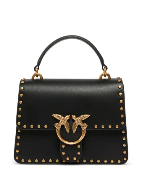PINKO mini Love One Top Handle Light handbag in leather with mini studs Black 107065A0F1