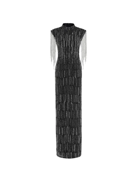 PINKO crystal-embellished fringed dress Black 107786A3O5