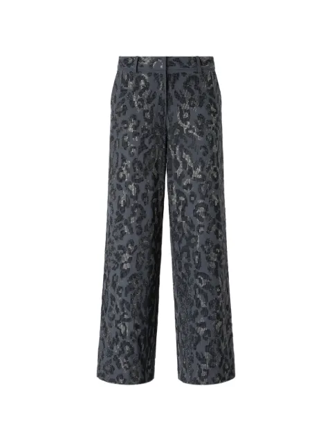 PINKO wide-leg trousers with animal-print and micro-strass Grey 107520A3GO