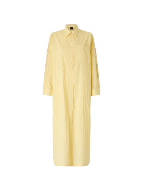 PINKO long striped chemisier dress with floral embroidery Yellow 108168A3S9