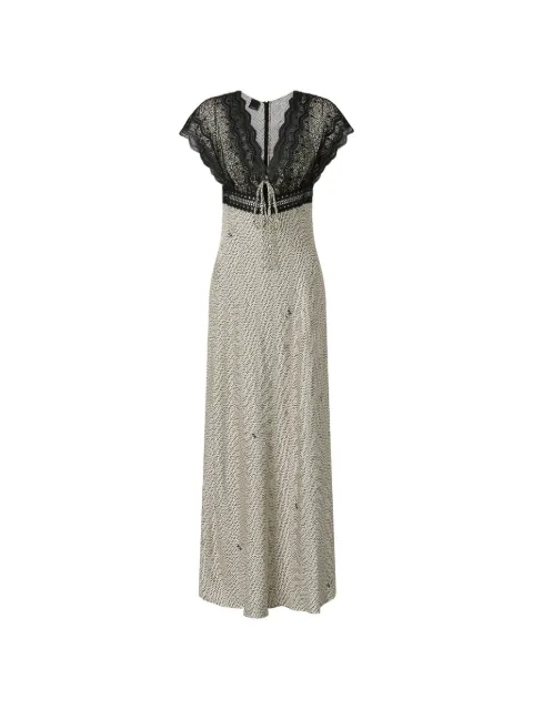 PINKO lace-trimmed polka-dot maxi dress Neutrals 107399A3JR