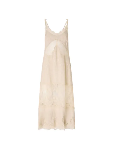 PINKO lace-trim floral-print midi dress Neutrals 107347A3FC