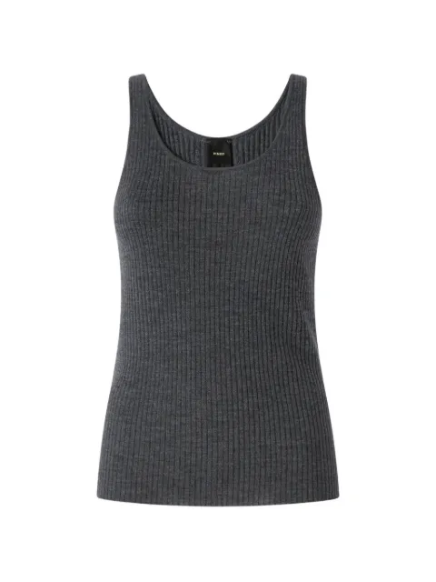 PINKO ribbed-knit logo-patch tank top Grey 107376A3FY