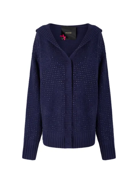 PINKO rhinestone-embellished hooded cardigan Blue 107867A3P3