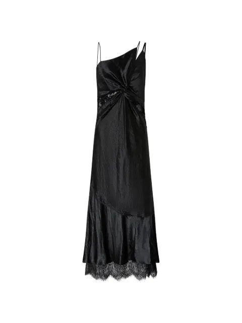PINKO long satin dress with draping and lace Black 107543A3GA