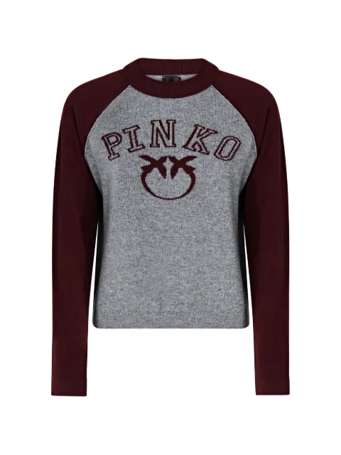 PINKO logo-intarsia raglan-sleeve top Grey 107326A3IO